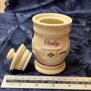 Longaberger Spice Jar Cream Ceramic Parsley Jar with Lid